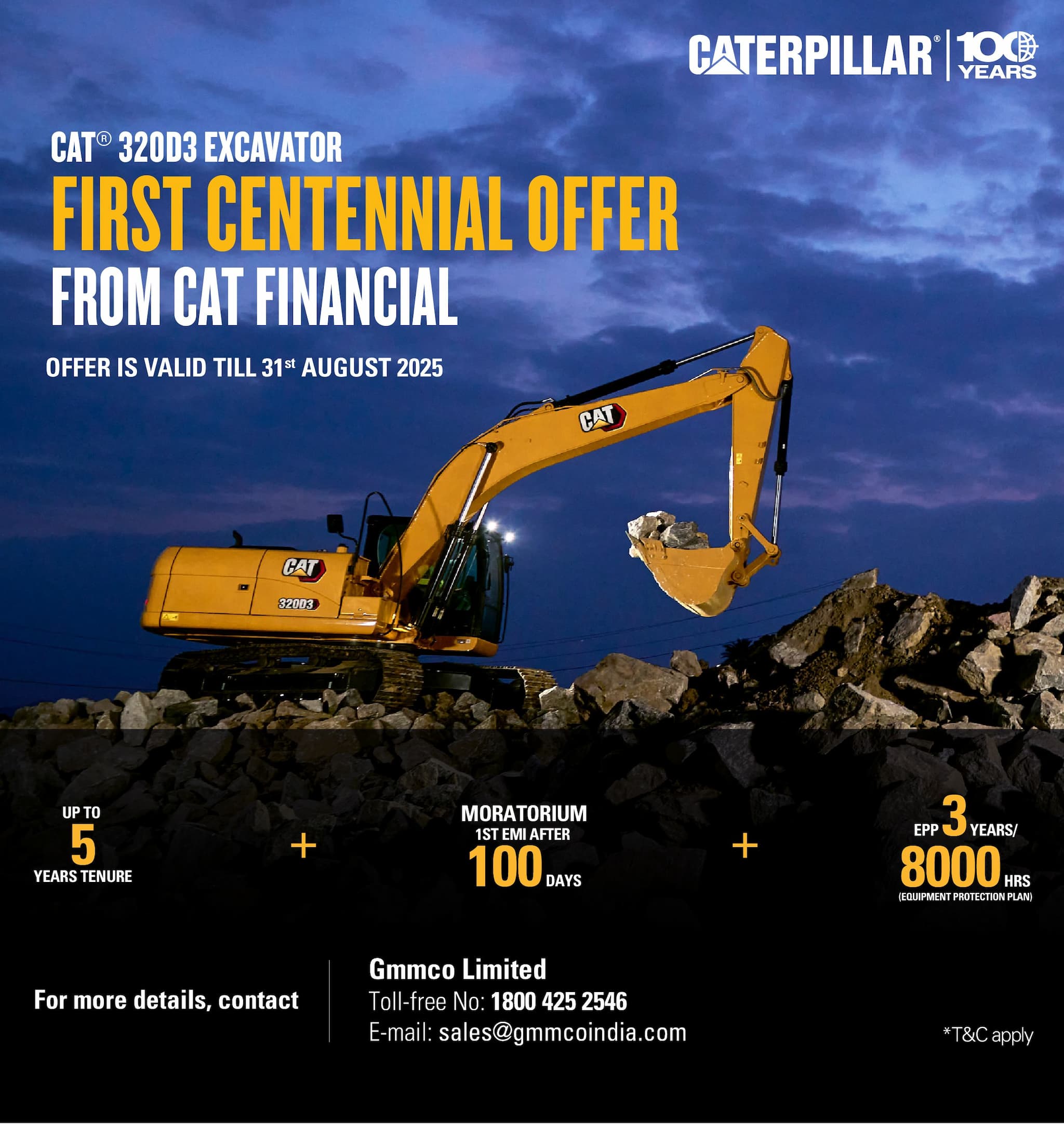 Own the Power of Cat® 320D3 with the Centennial Offer from Cat Financial
