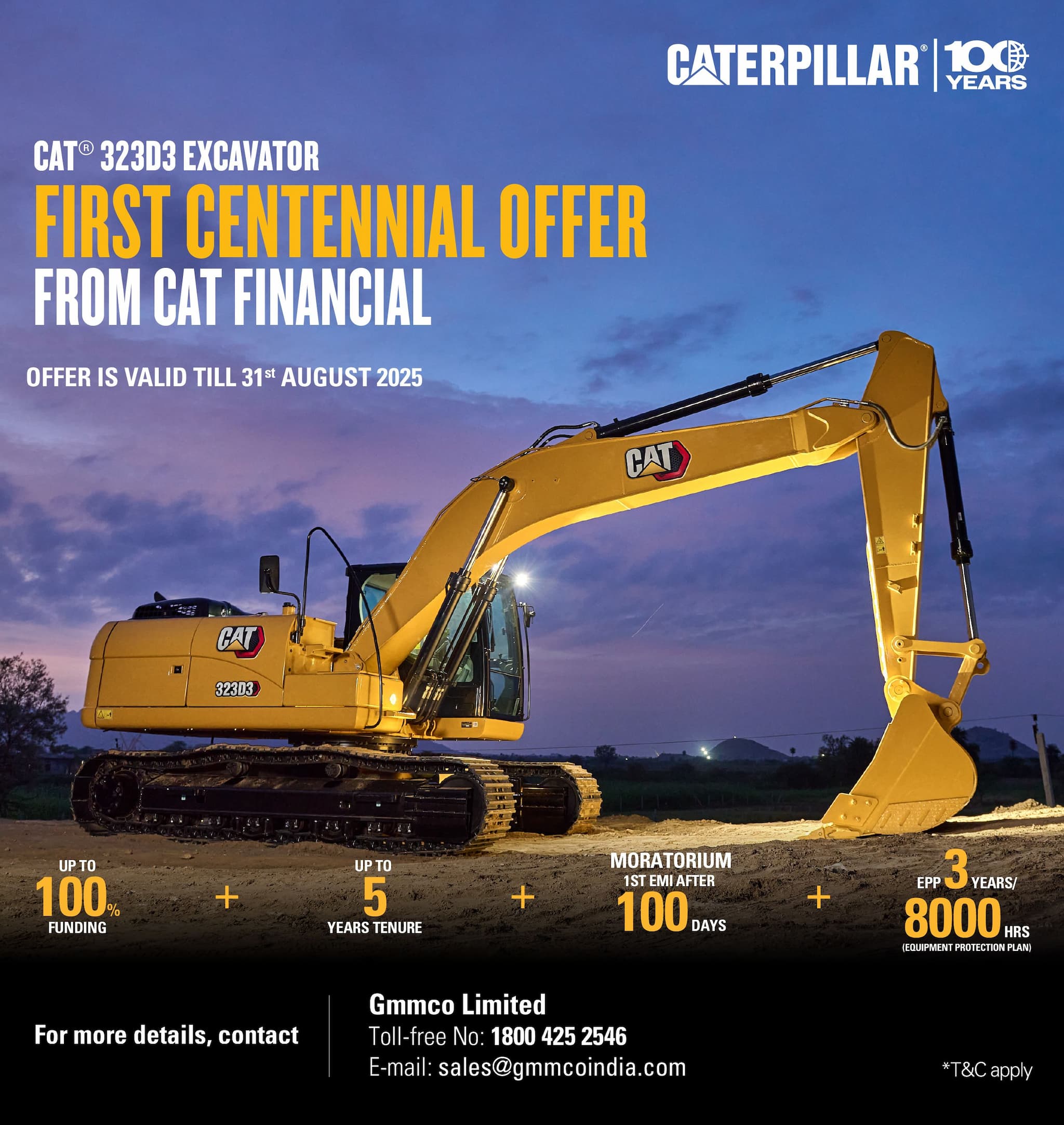 Build Big with the Centennial Offer on Cat® 323D3 Excavator!